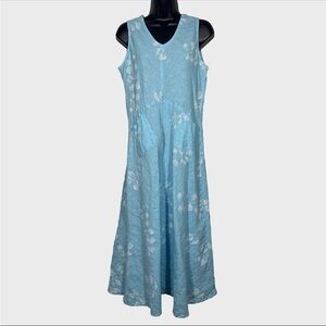 Habitat Midi Dress S Linen Cotton Floral Lagenlook  Art to wear Flowy bias